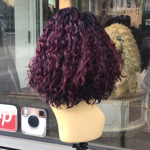 Short spiral curly bob Lacefront wig 2020 purple main image 4